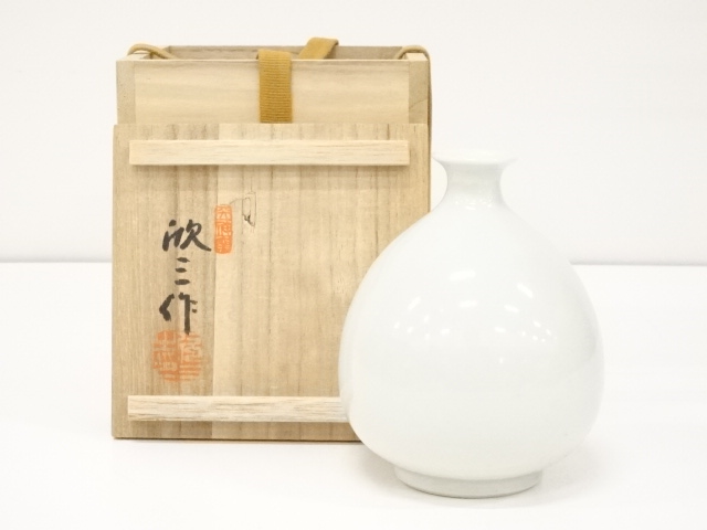 大景】前田泰昭 作 辰砂花瓶 共箱 日展作家 有田焼 前田泰昭 辰砂